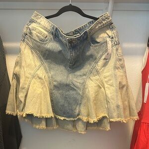 BDG Two-Tone A-Line Denim Skirt